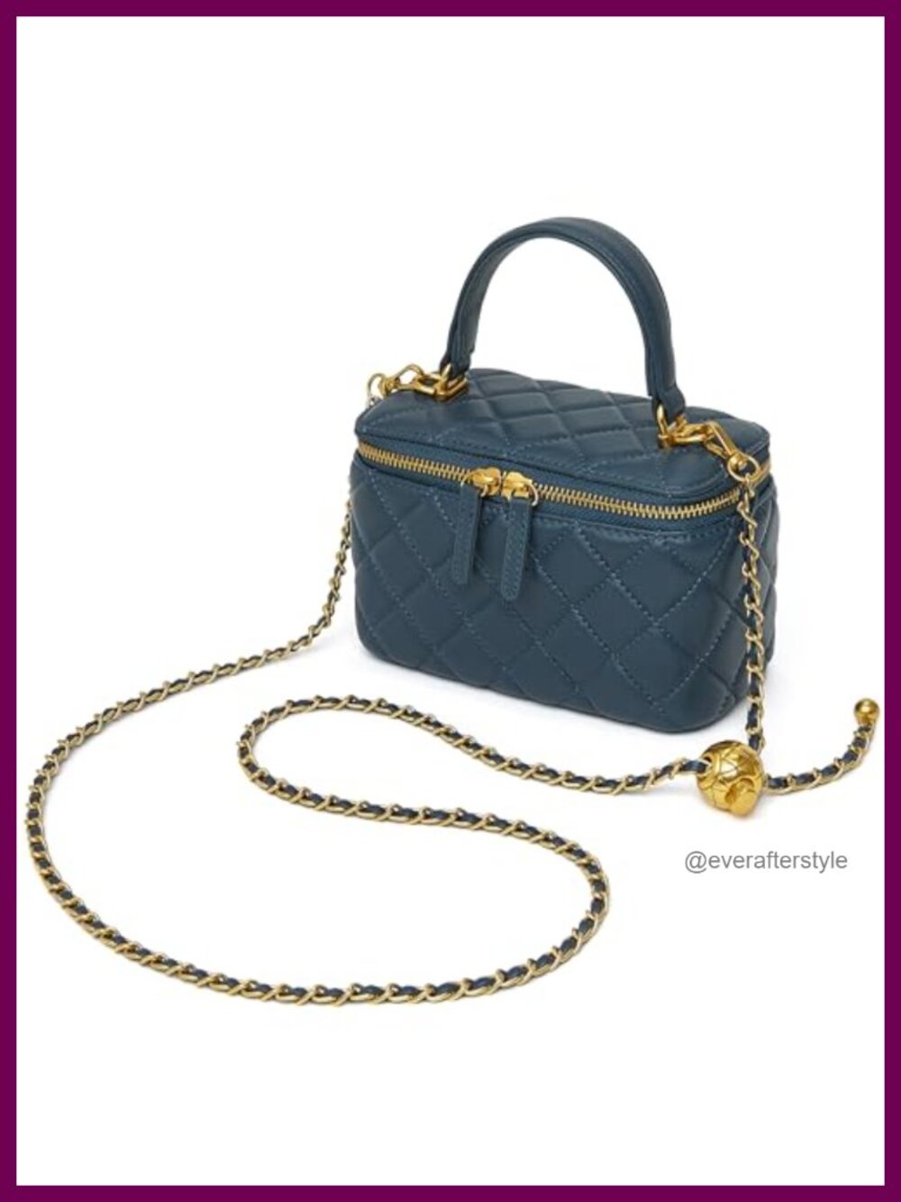 Genuine Leather Quilted Crossbody Mini Box Bag Top Handle Purse